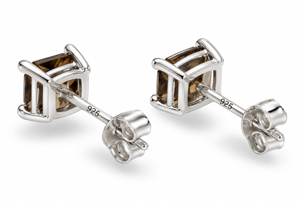 Natural Yellow Zircon Stud Earrings from Cambodia – 925 Sterling Silver