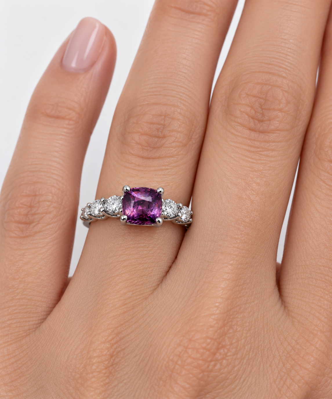 1.44 Ct Natural Color Shift Spinel from Sri Lanka set in 14k white gold