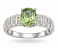 Natural Peridot Ring with Needle Inclusions • 925 Sterling Silver
