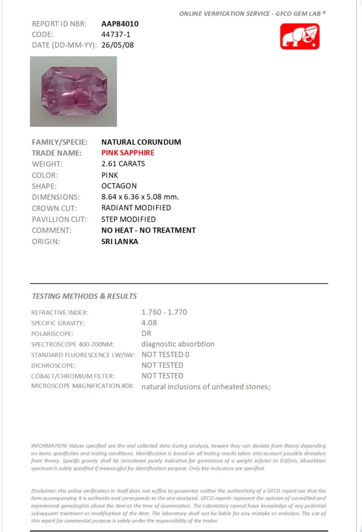 2.62 Ct Natural Pink Sapphire from Sri Lanka 🇱🇰