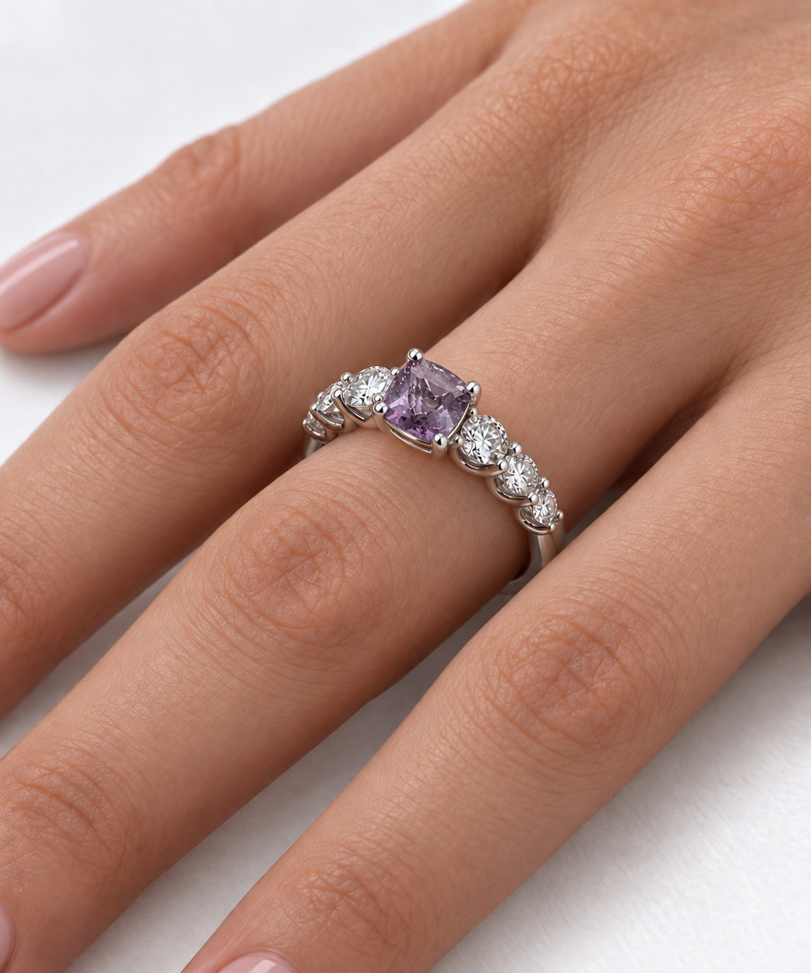 1.44 Ct Natural Color Shift Spinel from Sri Lanka set in 14k white gold