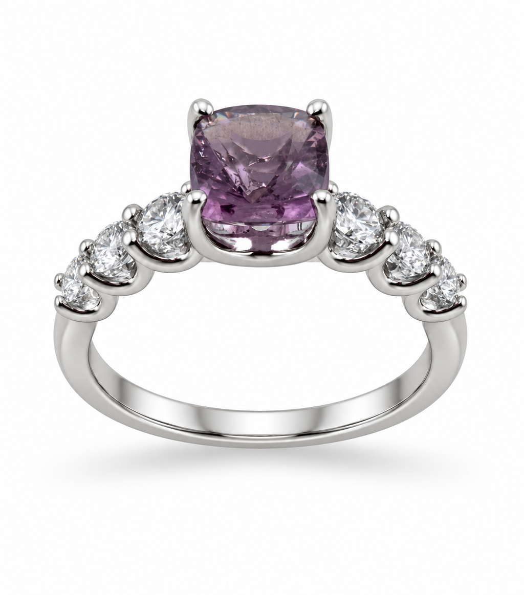 1.44 Ct Natural Color Shift Spinel from Sri Lanka set in 14k white gold