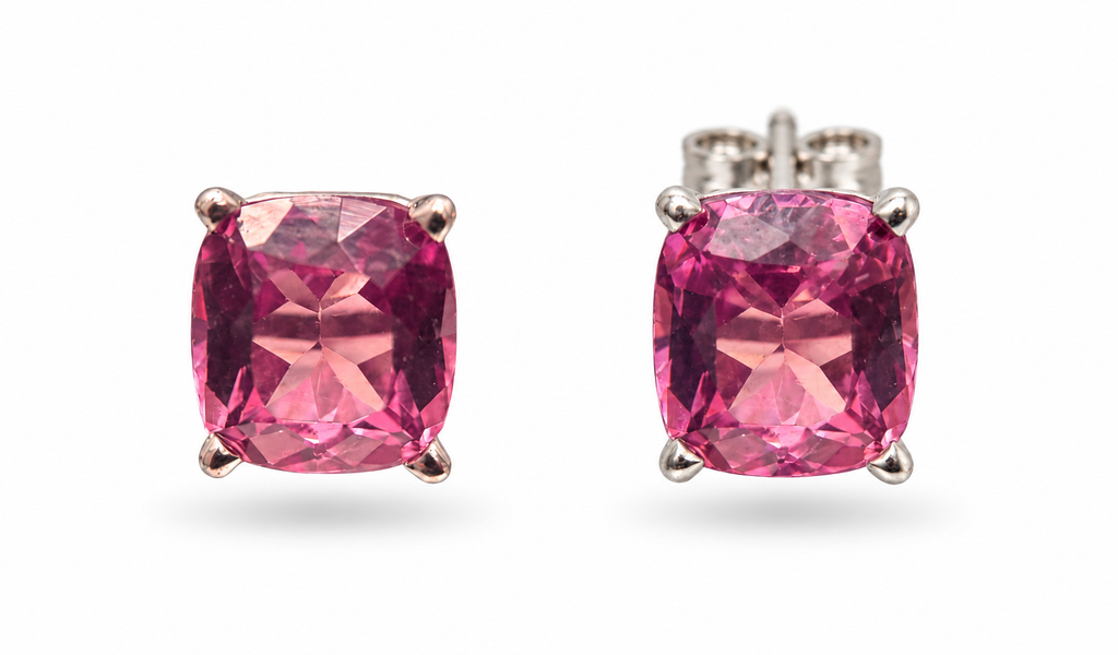 Casa Lugo | Tanzanian Malaia Garnets set in 14K White Gold Stud Earrings