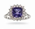 2 Carat Natural Tanzanite Halo Ring | 14K White Gold | GIA Report