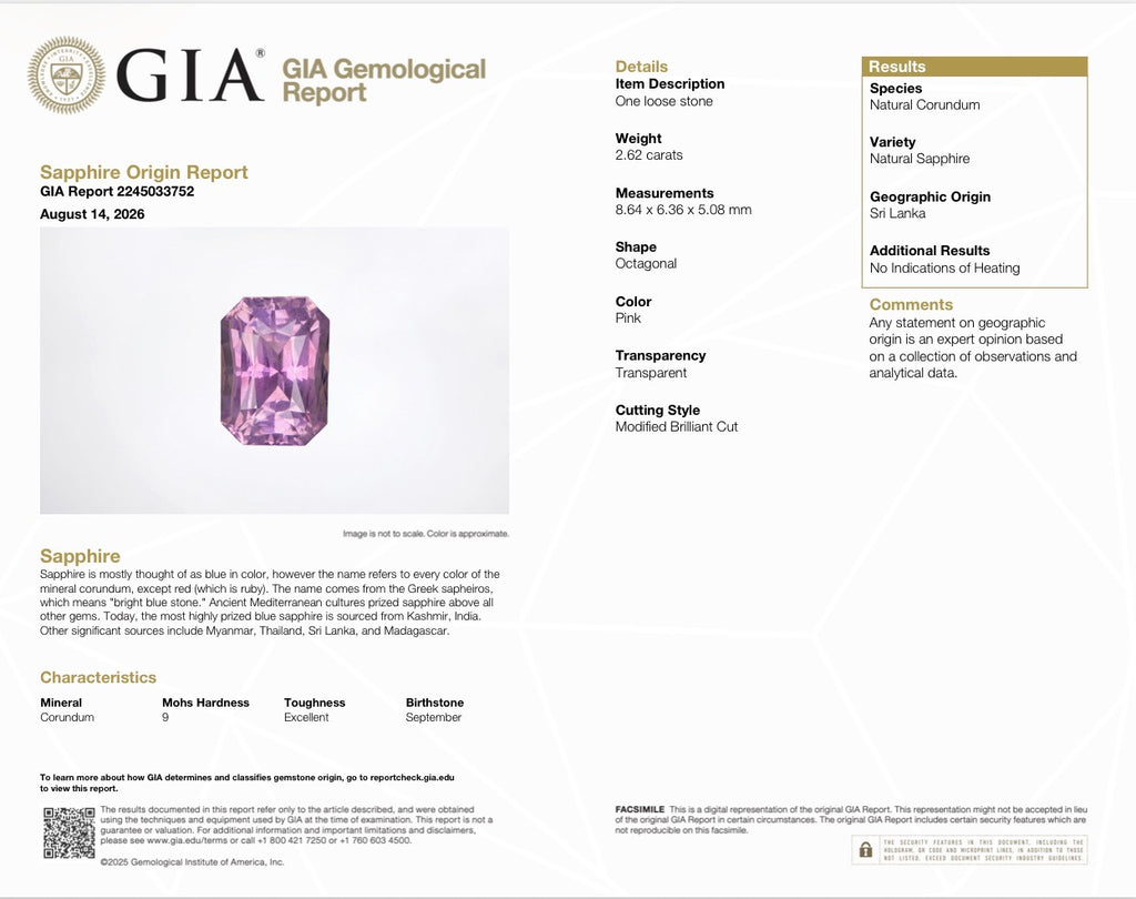 2.62 Ct Natural Pink Sapphire from Sri Lanka 🇱🇰