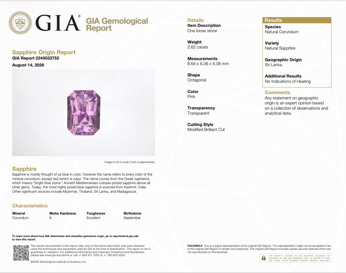 2.62 Ct Natural Pink Sapphire from Sri Lanka 🇱🇰