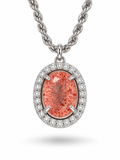 2.67 Ct Natural Strawberry Quartz Necklace • 925 Sterling Silver