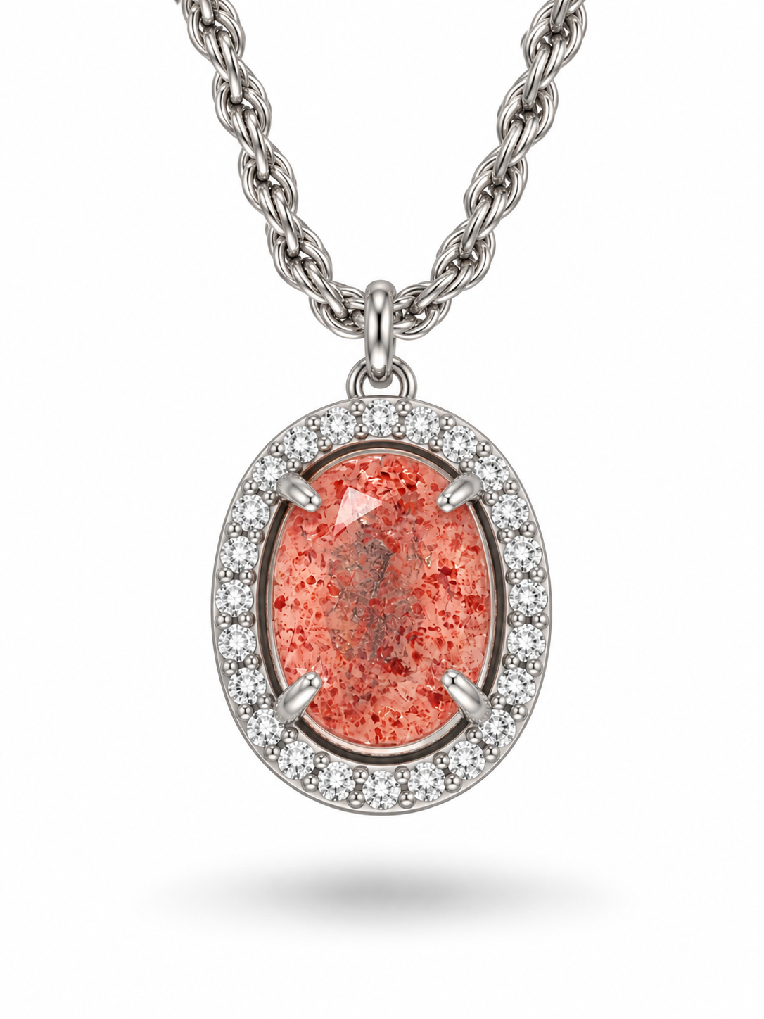 2.67 Ct Natural Strawberry Quartz Necklace • 925 Sterling Silver