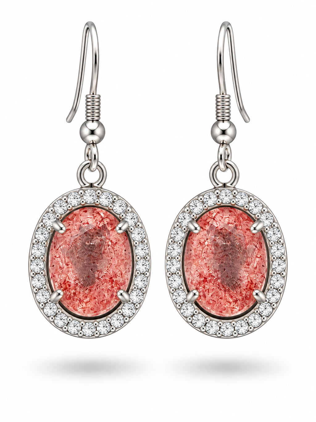 2.50 CTW Natural Strawberry Quartz Earrings • 925 Sterling Silver