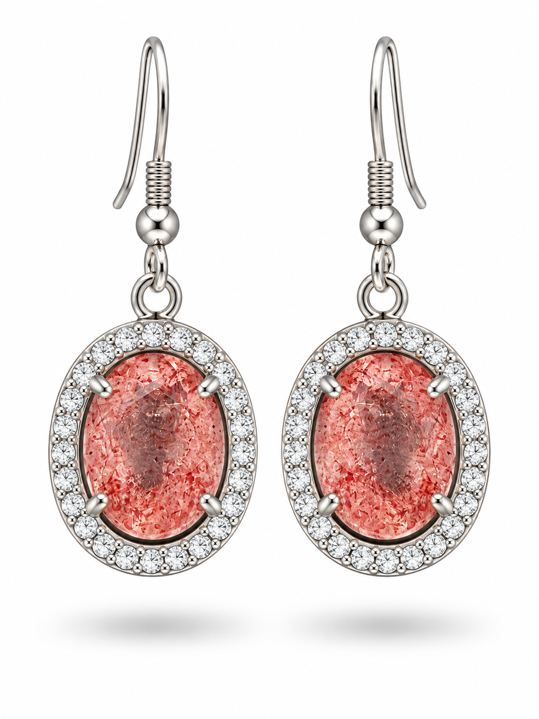 2.50 CTW Natural Strawberry Quartz Earrings • 925 Sterling Silver