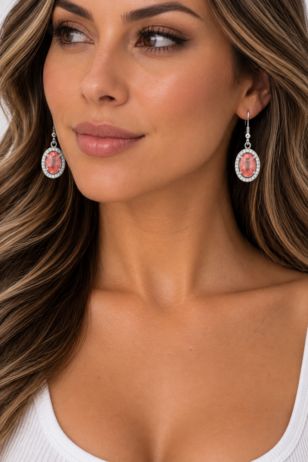 2.50 CTW Natural Strawberry Quartz Earrings • 925 Sterling Silver