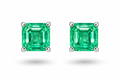 2.00 CTW Natural Panjshir Emerald Earrings • 14K White Gold