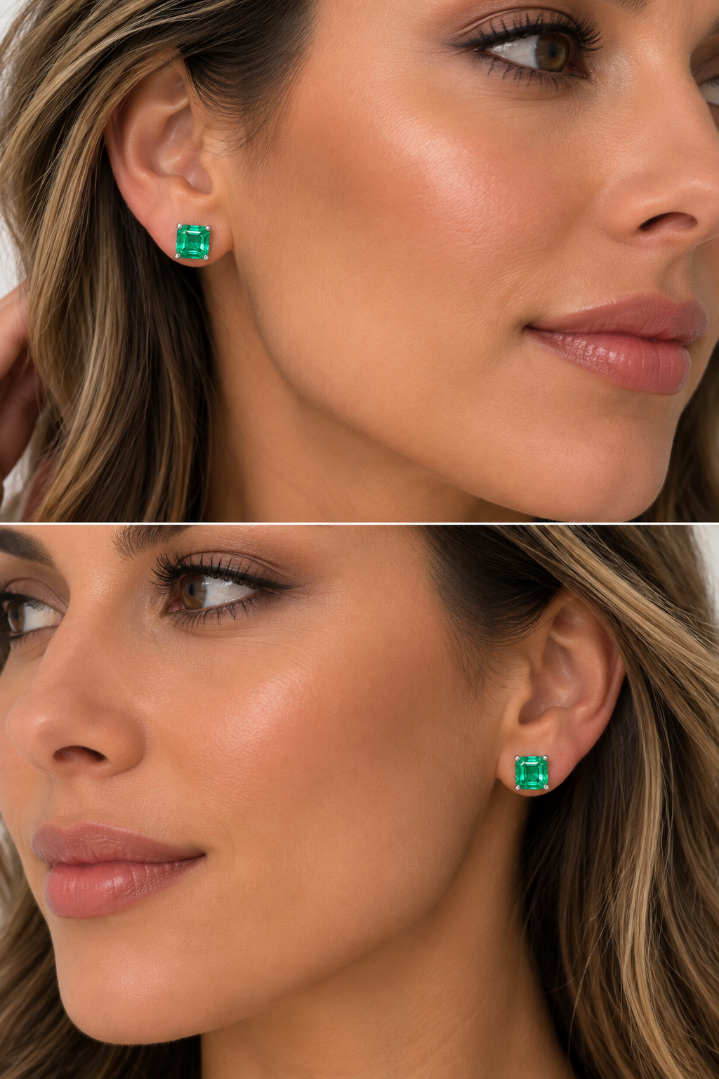 2.00 CTW Natural Panjshir Emerald Earrings • 14K White Gold