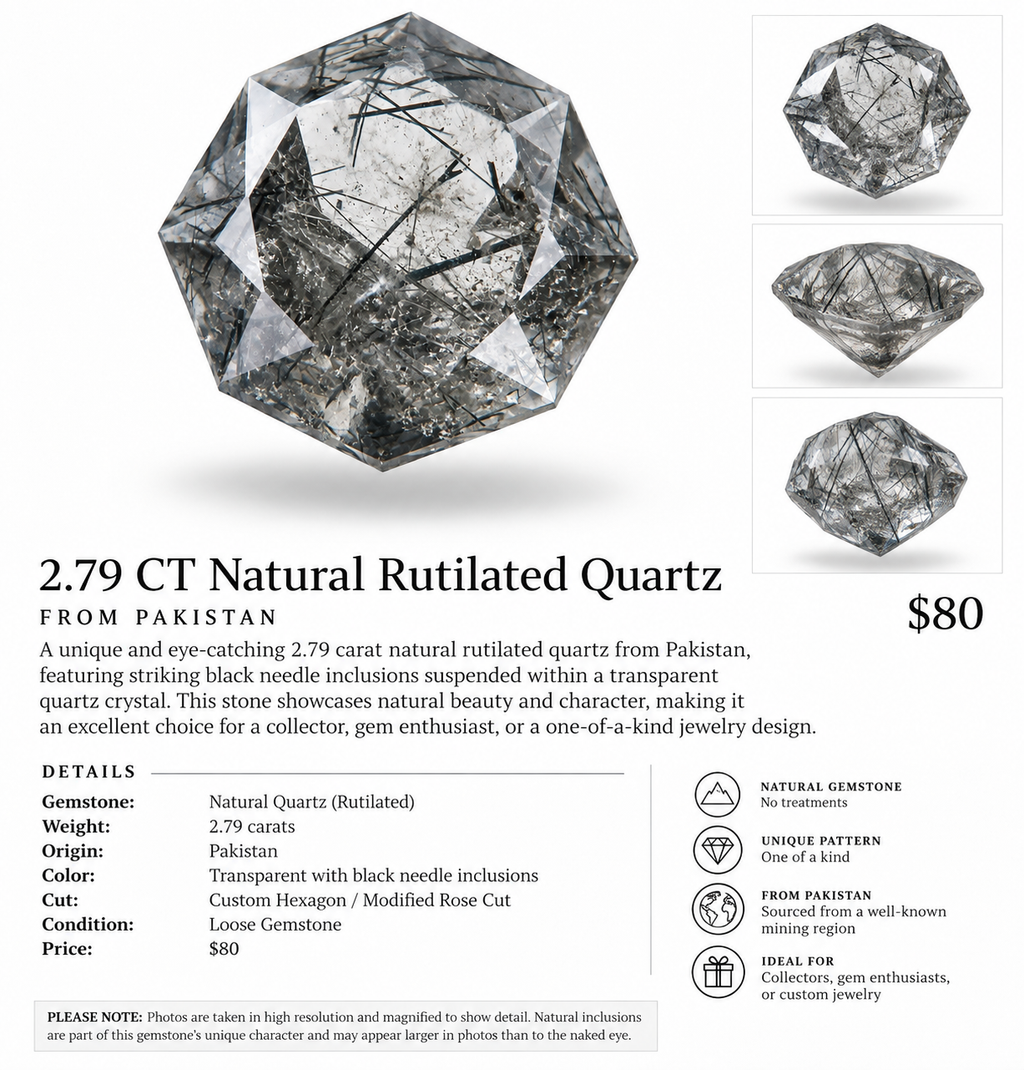 2.79 CT Natural Rutilated Quartz – Pakistan