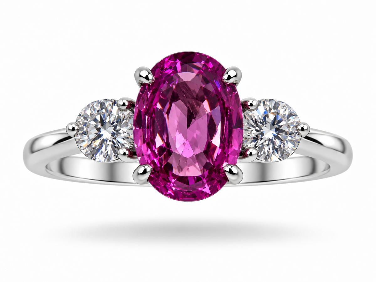 1.57 Ct Natural Pink Sapphire • Madagascar • 14K White Gold • GIA Certified