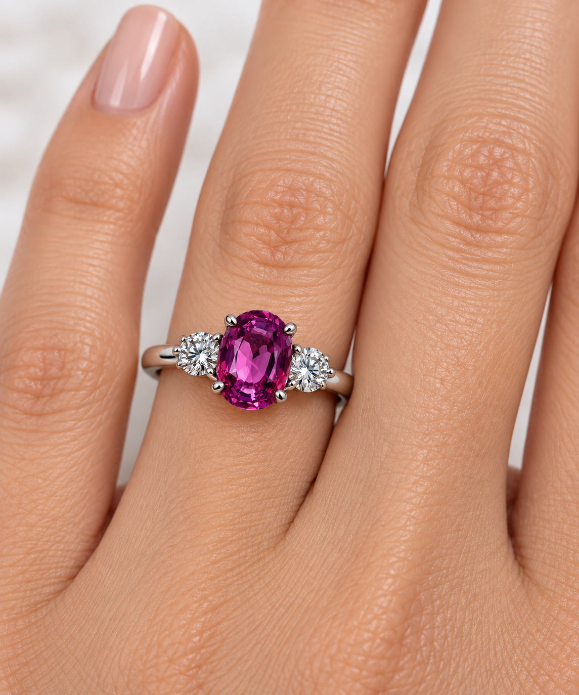 1.57 Ct Natural Pink Sapphire • Madagascar • 14K White Gold • GIA Certified