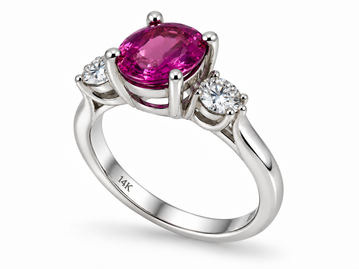1.57 Ct Natural Pink Sapphire • Madagascar • 14K White Gold • GIA Certified