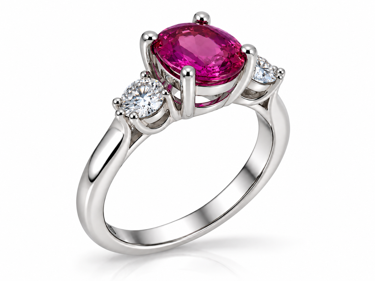 1.57 Ct Natural Pink Sapphire • Madagascar • 14K White Gold • GIA Certified
