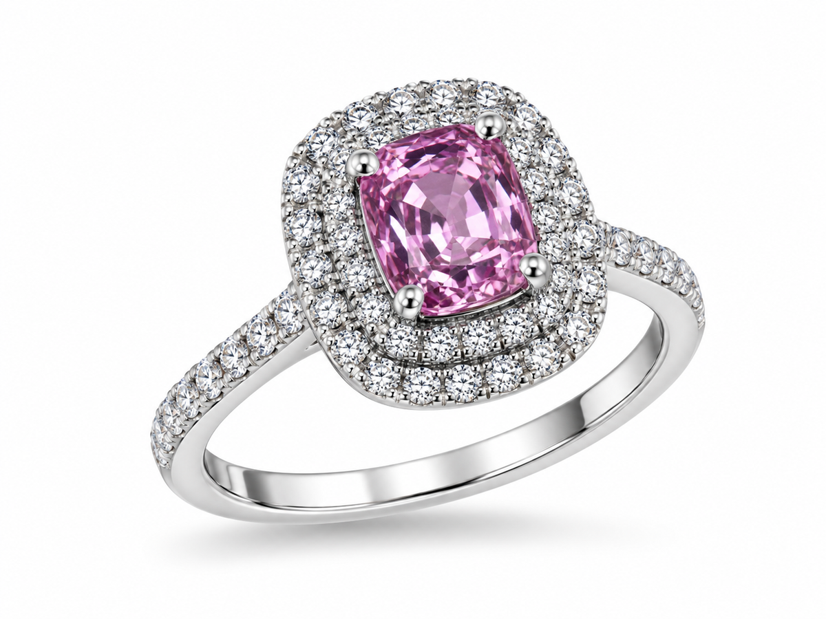 2.26 Ct Natural Pink Tourmaline Ring from Afghanistan – 925 Sterling Silver