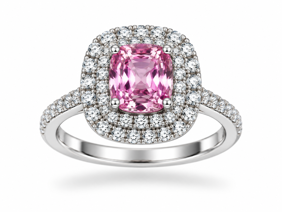2.26 Ct Natural Pink Tourmaline Ring from Afghanistan – 925 Sterling Silver