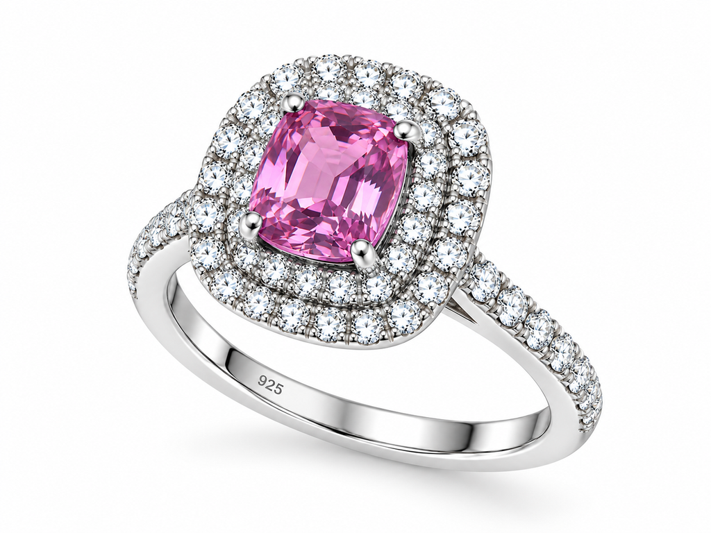 2.26 Ct Natural Pink Tourmaline Ring from Afghanistan – 925 Sterling Silver