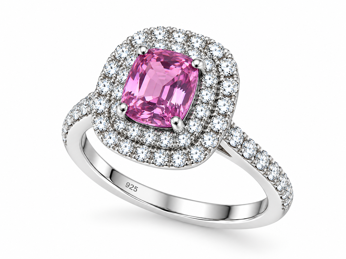 2.26 Ct Natural Pink Tourmaline Ring from Afghanistan – 925 Sterling Silver