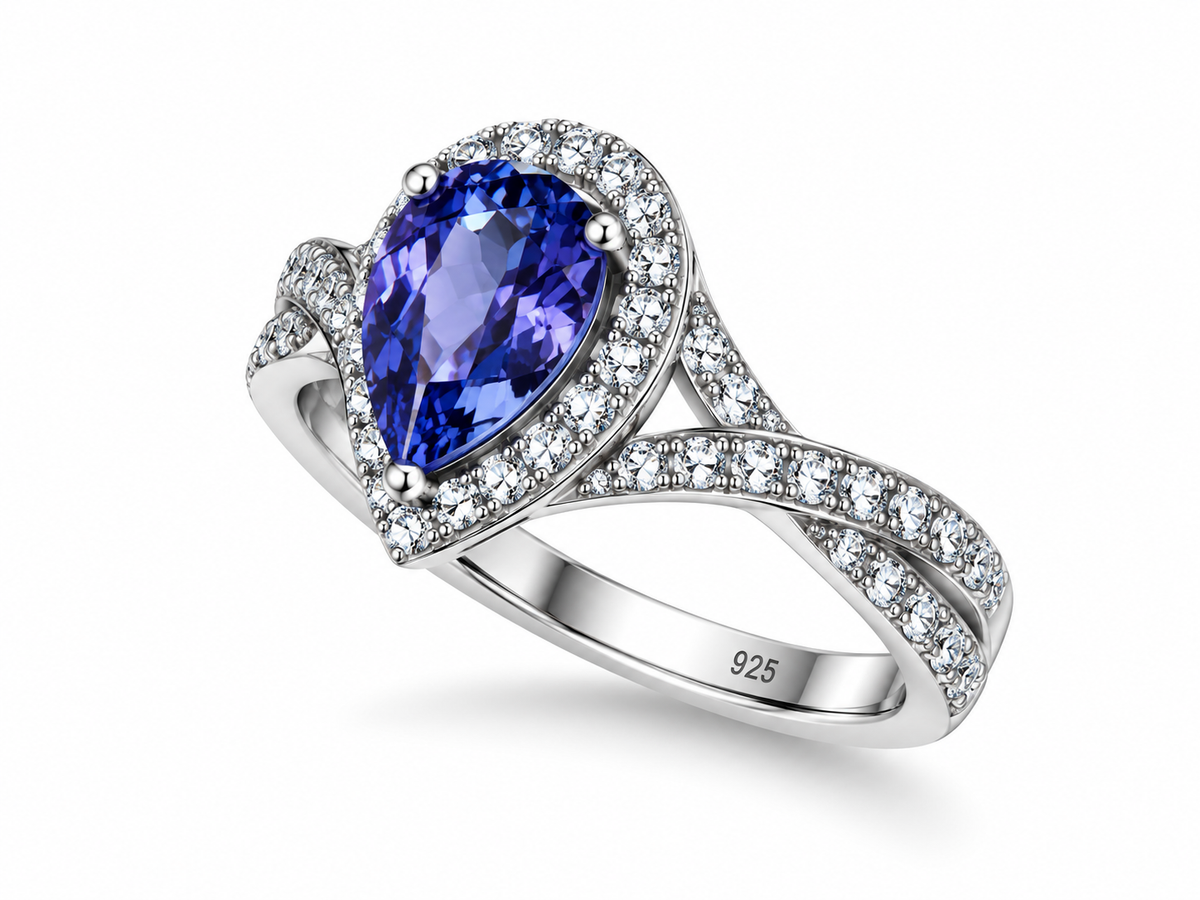 1.35 Ct Natural Tanzanite Ring from Tanzania – 925 Sterling Silver