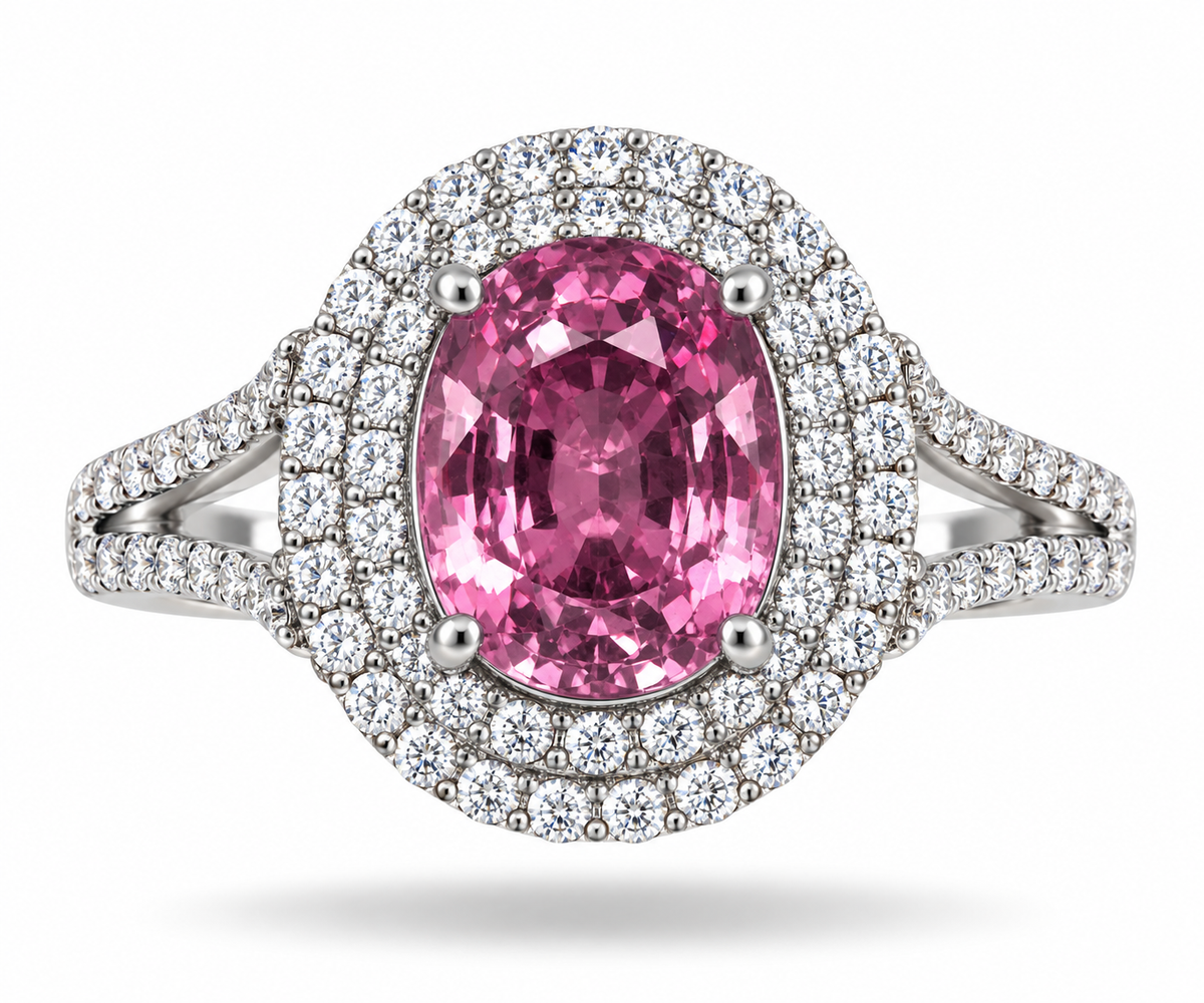 4.22 Ct Natural Pink Tourmaline Ring — Afghanistan | 925 Sterling Silver