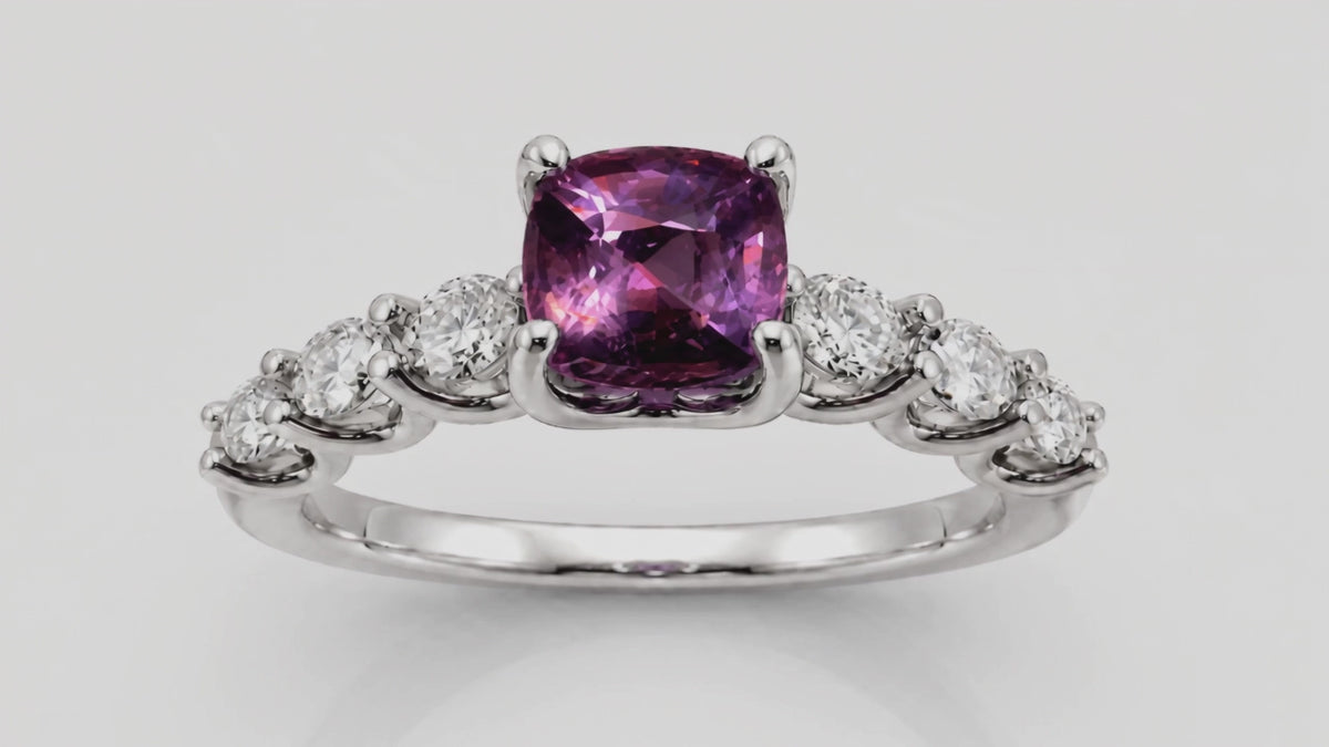 1.44 Ct Natural Color Shift Spinel from Sri Lanka set in 14k white gold